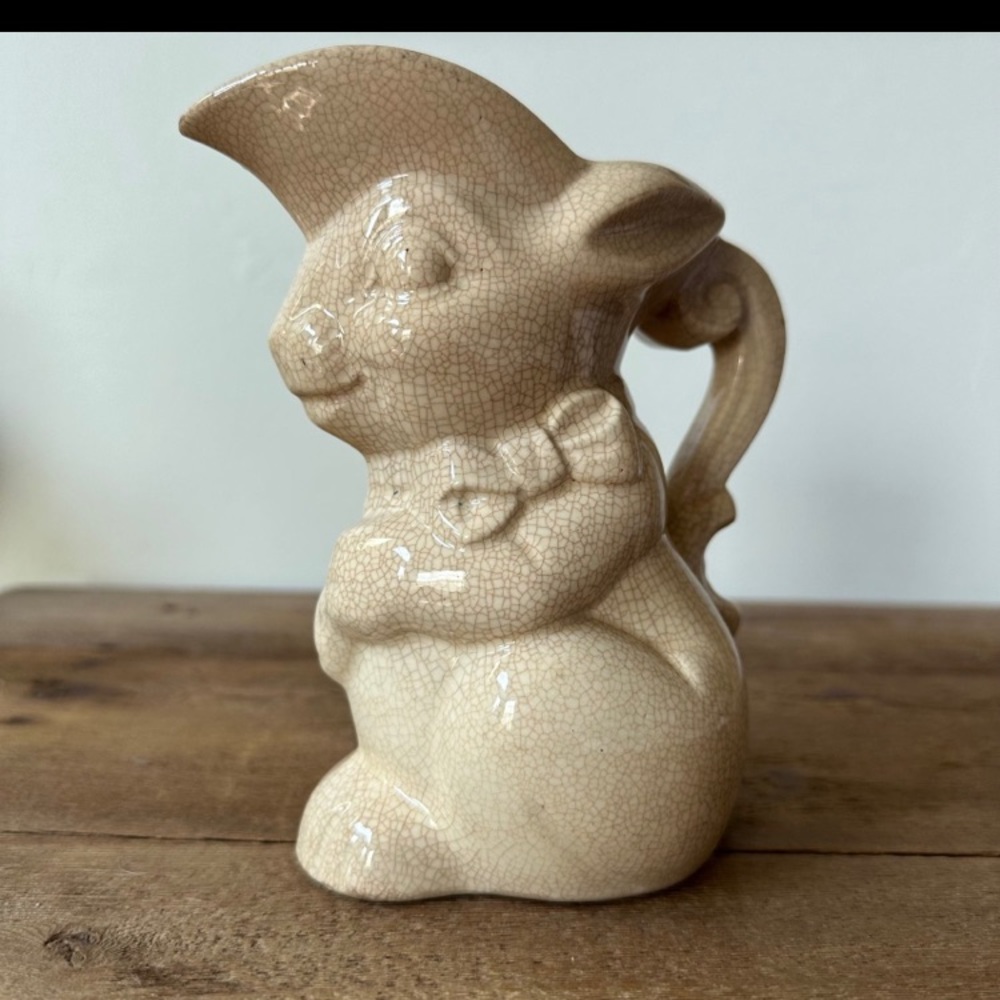 Antique McCoy bunny rabbit ironstone/pottery pitcher